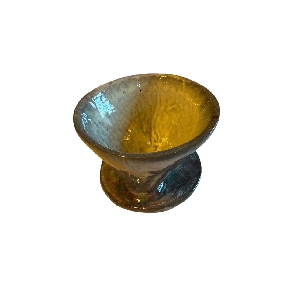 Handmade Studio Pottery Pour Over Coffee Dripper Glossy Glaze Stamped By Artist